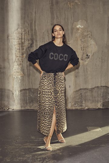 Co\' Couture - Leo Denim Slit Skirt - Khaki
