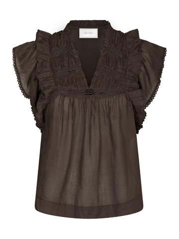 Neo Noir - Jayla S Voile Top - Dark Brown