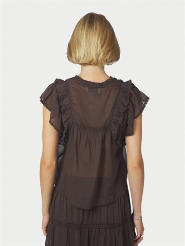 Neo Noir - Jayla S Voile Top - Dark Brown