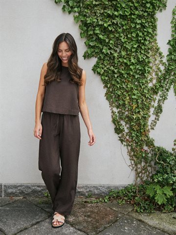 Neo Noir - Sonar Linen Pants - Dark Brown