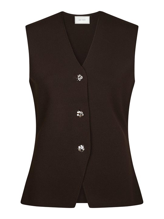 Neo Noir - Sway Smooth Knit Waistcoat - Dark Brown