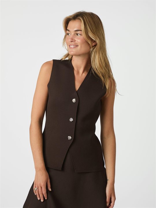 Neo Noir - Sway Smooth Knit Waistcoat - Dark Brown