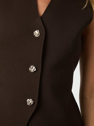 Neo Noir - Sway Smooth Knit Waistcoat - Dark Brown