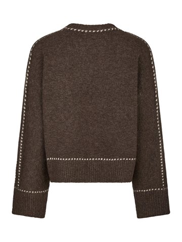 Neo Noir - Roeme Knit Stitch Blouse - Brown Melange
