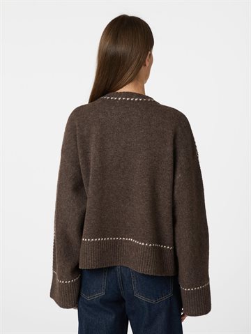 Neo Noir - Roeme Knit Stitch Blouse - Brown Melange