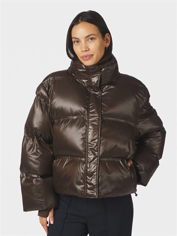 Neo Noir - Rhea Shiny Puffer Jacket - Chocolate Brown