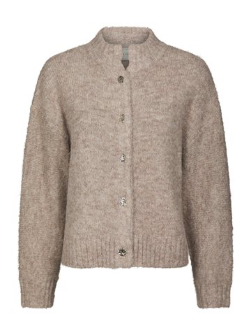 Neo Noir - Taura Fluffy Knit Cardigan - Beige Melange
