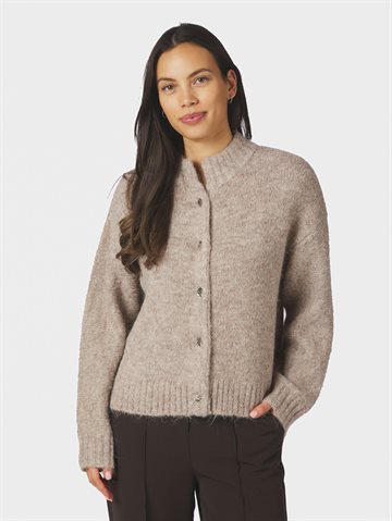 Neo Noir - Taura Fluffy Knit Cardigan - Beige Melange