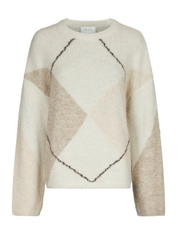 Neo Noir - Inga Check Fluff Knit Blouse - Creme