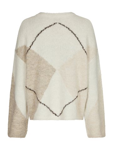 Neo Noir - Inga Check Fluff Knit Blouse - Creme