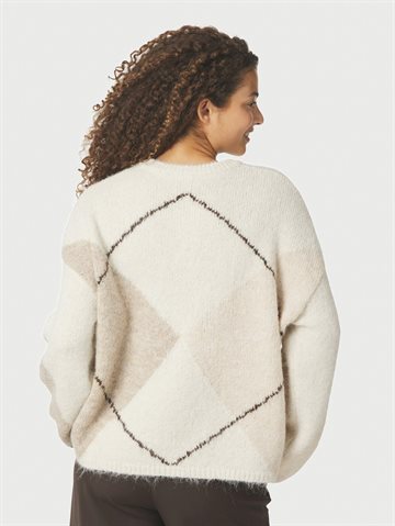 Neo Noir - Inga Check Fluff Knit Blouse - Creme