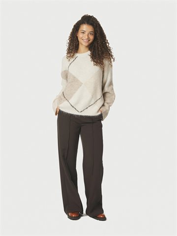 Neo Noir - Inga Check Fluff Knit Blouse - Creme