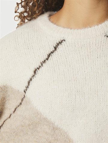 Neo Noir - Inga Check Fluff Knit Blouse - Creme