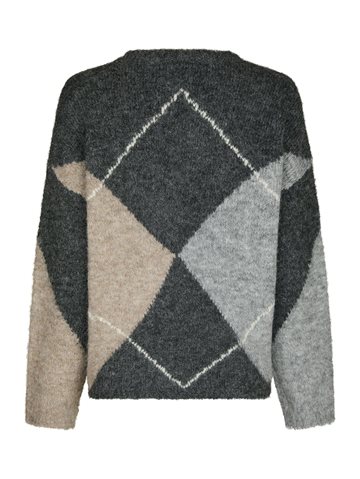 Neo Noir - Inga Check Fluff Knit Blouse - Antracit