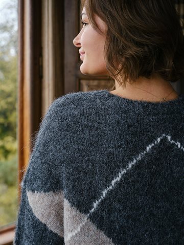 Neo Noir - Inga Check Fluff Knit Blouse - Antracit