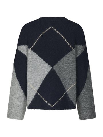 Neo Noir - Inga Check Fluff Knit Blouse - Navy