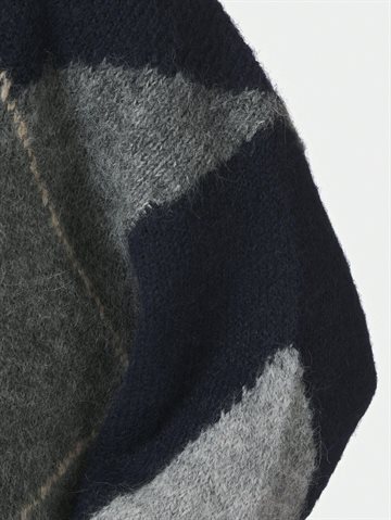 Neo Noir - Inga Check Fluff Knit Blouse - Navy