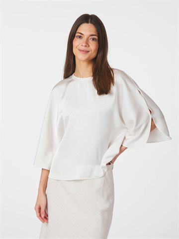 Neo Noir - Liora Heavy Sateen Blouse - Pearl