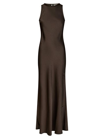 Neo Noir - Celinie Heavy Sateen Dress - Dark Brown