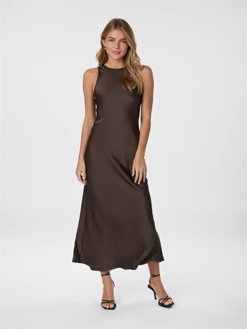 Neo Noir - Celinie Heavy Sateen Dress - Dark Brown