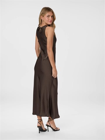 Neo Noir - Celinie Heavy Sateen Dress - Dark Brown