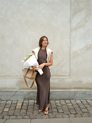 Neo Noir - Celinie Heavy Sateen Dress - Dark Brown