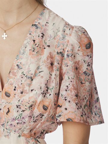 Neo Noir - Serna Flower Print Dress - Burned Powder