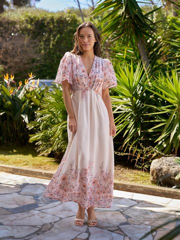 Neo Noir - Serna Flower Print Dress - Burned Powder