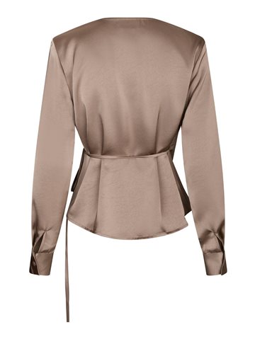 Neo Noir - Caprina Heavy Sateen Blouse - Dark Taupe