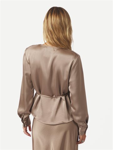 Neo Noir - Caprina Heavy Sateen Blouse - Dark Taupe