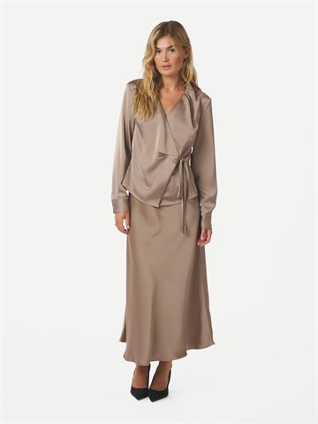 Neo Noir - Caprina Heavy Sateen Blouse - Dark Taupe