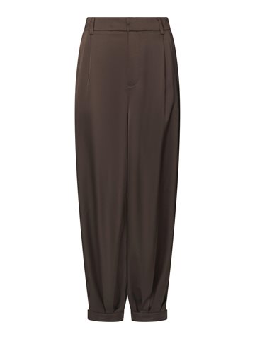 Neo Noir - Fayla Drapy Satin Balloon Pants - Dark Brown