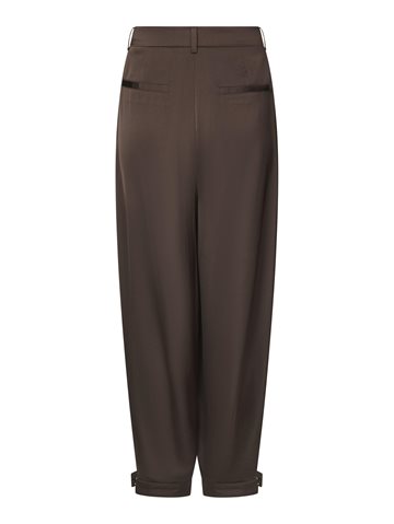 Neo Noir - Fayla Drapy Satin Balloon Pants - Dark Brown