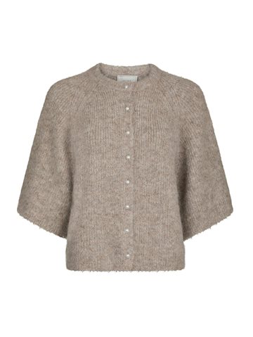 Neo Noir - Amaya Fluffy Knit Cardigan - Beige Melange