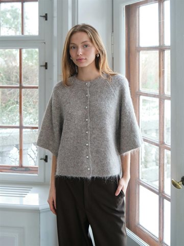 Neo Noir - Amaya Fluffy Knit Cardigan - Beige Melange