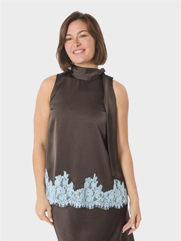 Neo Noir - Lorenz Lace Top - Dark Brown