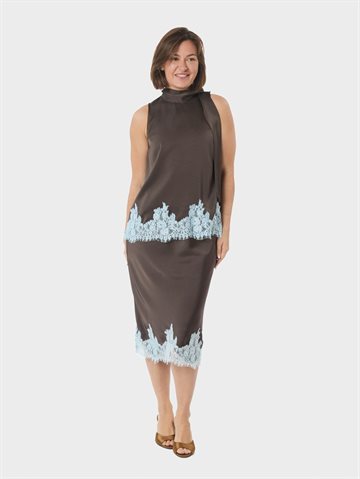 Neo Noir - Lorenz Lace Top - Dark Brown