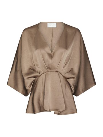 Neo Noir - Rivina Heavy Sateen Blouse - Dark Taupe 
