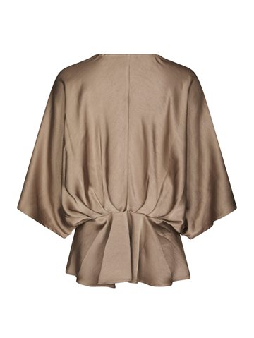 Neo Noir - Rivina Heavy Sateen Blouse - Dark Taupe 