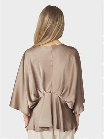 Neo Noir - Rivina Heavy Sateen Blouse - Dark Taupe 