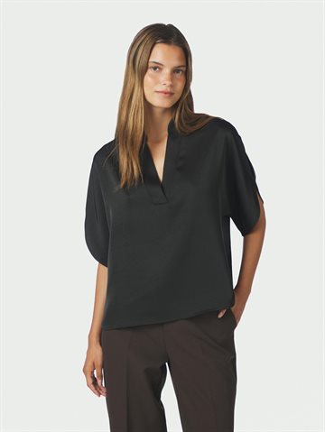 Neo Noir - Anelie Heavy Sateen Blouse - Black
