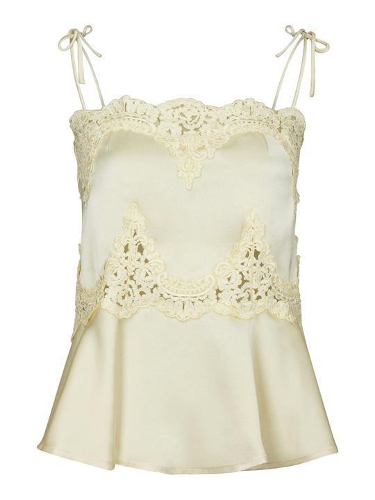 Neo Noir - Kaela Heavy Sateen Lace Top - Light Yellow