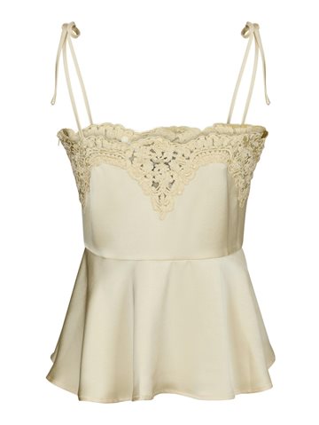 Neo Noir - Kaela Heavy Sateen Lace Top - Light Yellow