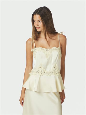 Neo Noir - Kaela Heavy Sateen Lace Top - Light Yellow