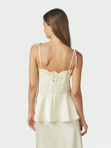 Neo Noir - Kaela Heavy Sateen Lace Top - Light Yellow