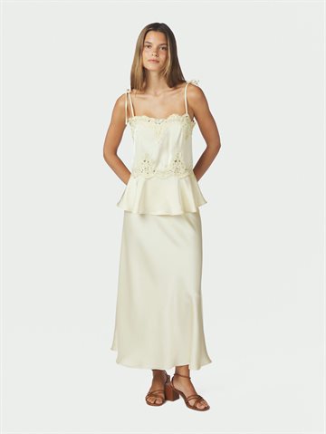 Neo Noir - Kaela Heavy Sateen Lace Top - Light Yellow