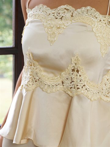 Neo Noir - Kaela Heavy Sateen Lace Top - Light Yellow
