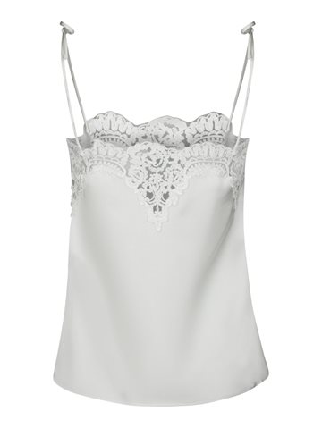 Neo Noir - Kaela Heavy Sateen Lace Top - Pearl