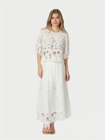 Neo Noir - Yara Long Emb Skirt - White