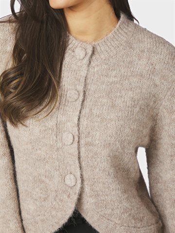 Neo Noir - Gio Fluffy Knit Cardigan - Beige Melange